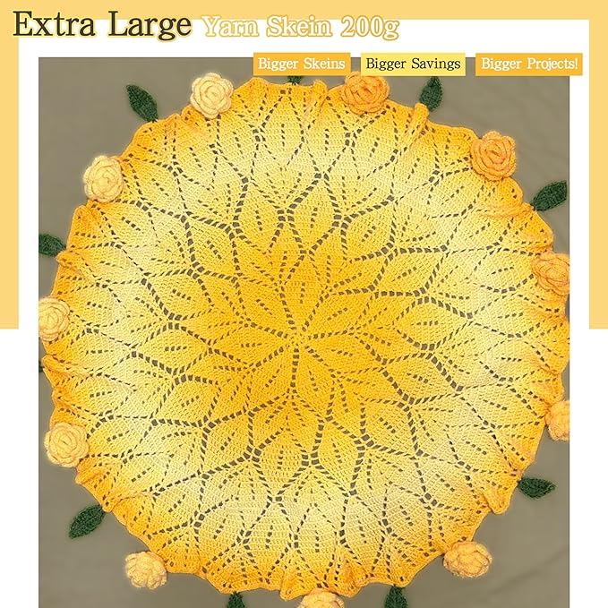 Katech Ombre Yarn for Crocheting-Large Skein of Gradient Yarn Cake-2 Pack of 200g/7.05 oz-80% Acrylic,20% Nylon- #4 Medium-Perfect for Star Blankets, Scarves, Shawls and Garments (G)