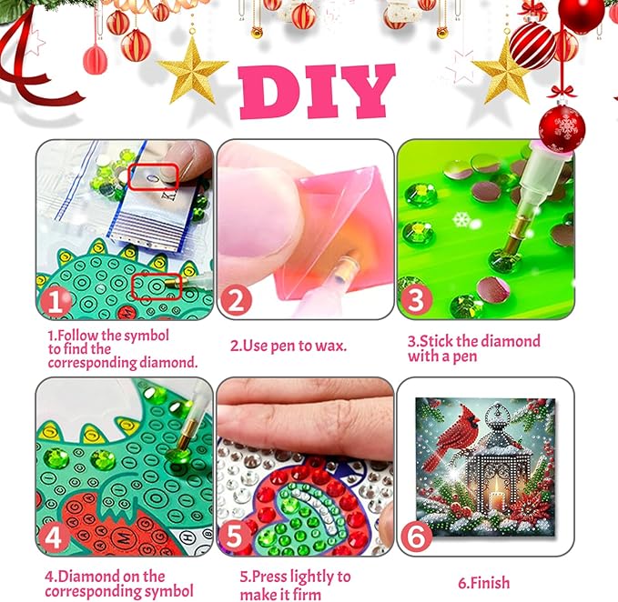 YOKUSHI 12 PCS Diamond Art Painting Christmas Greeting Cards with Envelopes, Snowman Craft DIY Card Making Kits for Adults Gifts (Christmas)