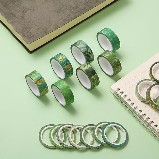 Mr. Pen- Washi Tape Set, 21 Rolls, Greenery Summer Design, Decorative Tapes With Tape Measure for Journaling, Scrapbooking, and Crafts