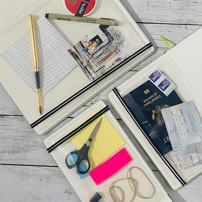 Handbook Journal Co. Watercolor Sketchbook - Pocket Panorama 3.5 x 8.25 in. 140 lb/ 300 gsm Cold Press Paper - European Linen-Bound Hardcover, 30 Acid-Free Sheets (60 Pages) Pocket and Elastic Closure