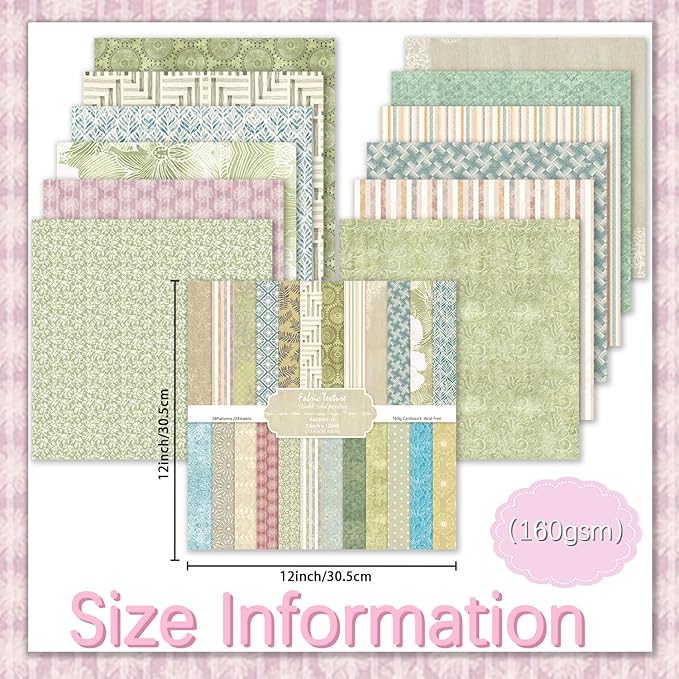 24 Sheets Scrapbook Paper 12" Double-Sided Photo Backdrop Bohemian Patterned (Floral Design H)