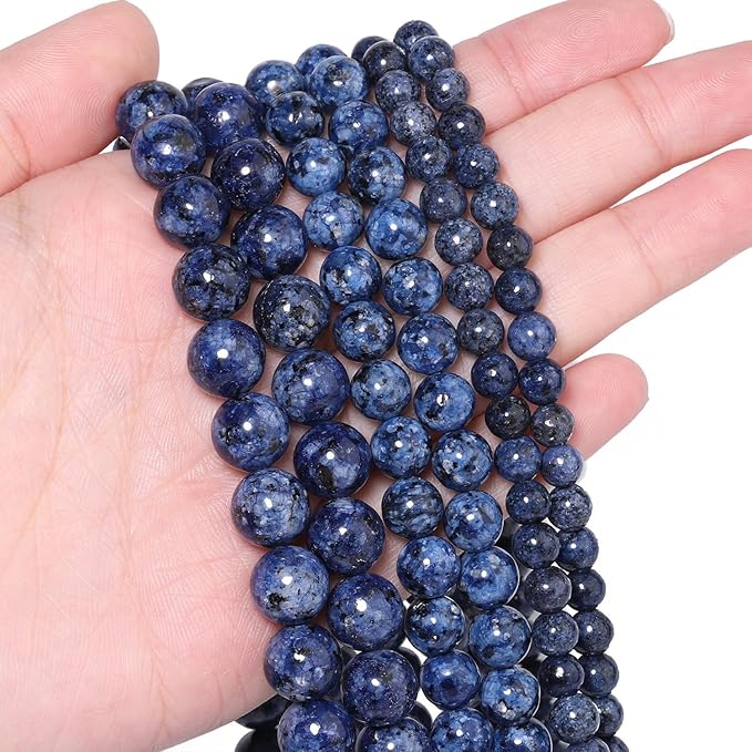 Stone Beads, 45pcs Blue Sodalite, 8mm Round Loose Beads for Jewelry Making, Bracelets, with Bag, String & Card