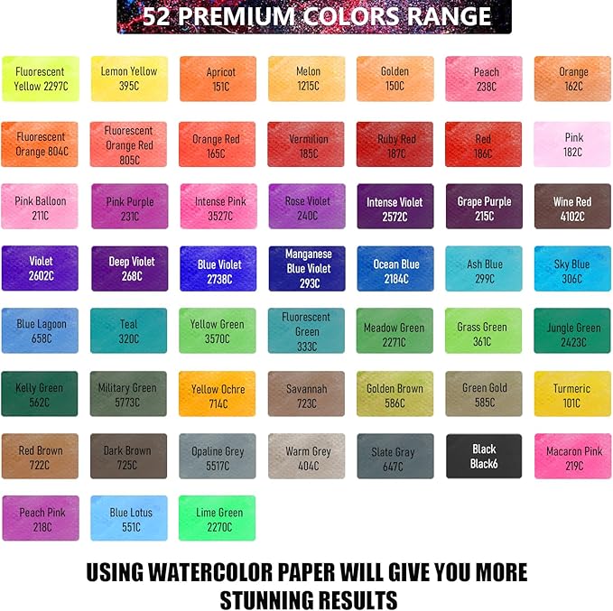60 Watercolor Pens Set Includes 52 Vivid Colors, Real Brush Tips Paint Markers Set with 4 Blender Pens, Watercolor Pad and Coloring Pad, Art Supplies Gifts for Beginners Young Artists and Adults