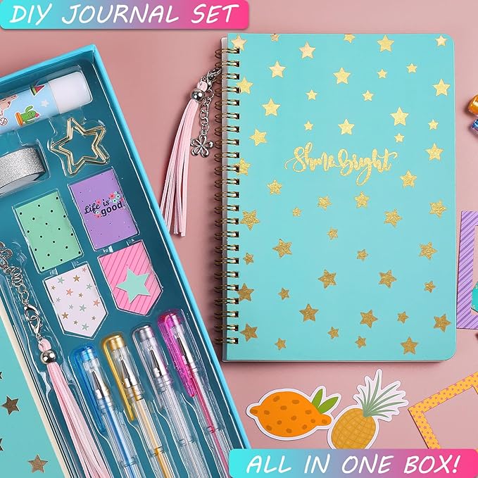 diy journal kit for girls, scrapbook & diary supplies set, birthday gifts for teen girls craft sets - unleash creativity journaling art crafts kit - ideal gifts for 8 9 10 11 12 13 14 year old girl