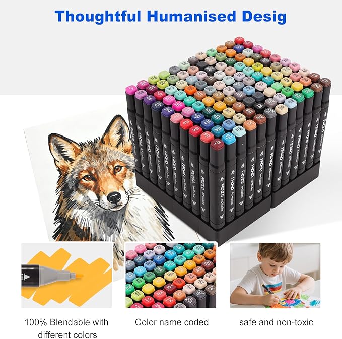 FROKO Alcohol Markers,120 Colors Dual Tip Art Marker,Coloring Marker, markers for adult coloring books no bleeding