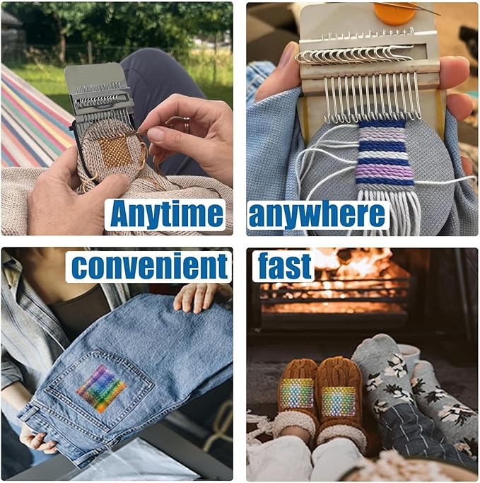 Bopanol Knit Patch, Knit Patch Loom kit, Mini Darning Loom for Beginners, Knit Patch kit Used for Repairing Holes in Socks, Clothes, and Jeans，Convenient to Carry and Easy to Use (14 Hooks)