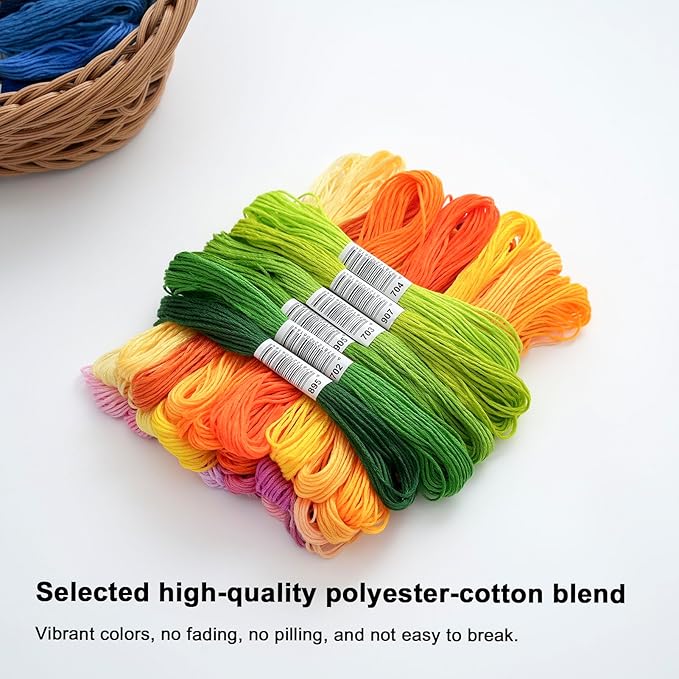 447 Colors Embroidery Floss Complete Set, Friendship Bracelet String, 8.7in 6-Strand Cross Stitch Thread Polyester Embroidery Thread