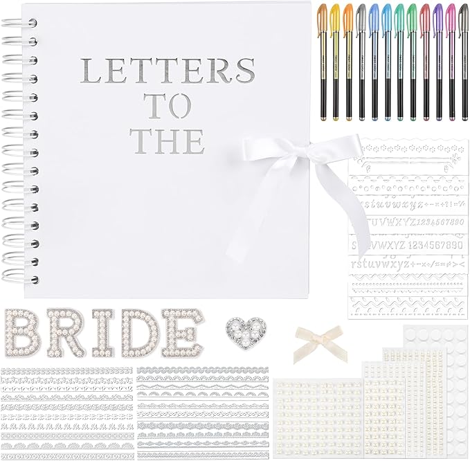 8x8 Inch Letters To The Bride Scrapbook Wedding Memory Book DIY Photo Album Blank Pages Scrapbook Bridal Shower Gifts(White)
