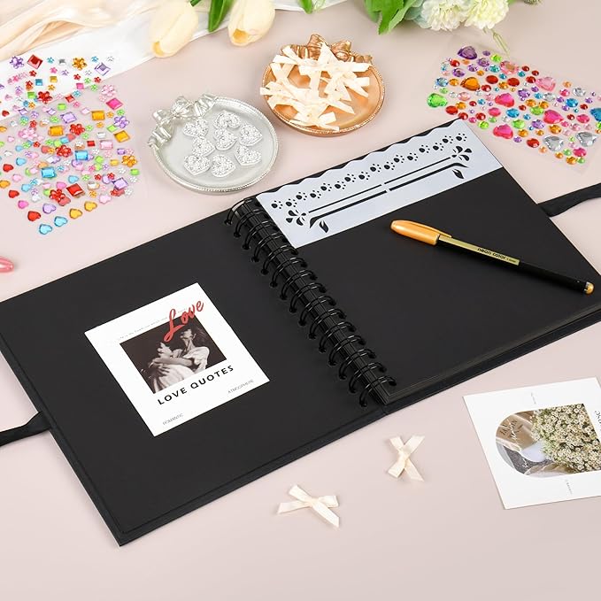 8x8 Inch Letters To The Bride Scrapbook Wedding Memory Book DIY Photo Album Blank Pages Scrapbook Bridal Shower Gifts(Black)