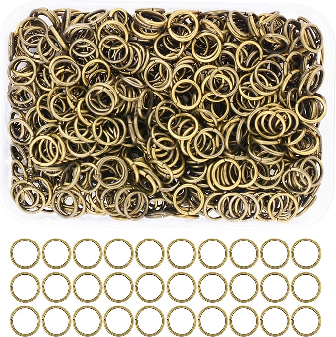 Mandala Crafts Assorted Antique Brass Jump Rings Jewelry Findings Metal O Rings for Jewelry Making Supplies - 400 9mm Small Open Jump Rings Kit for Necklace Earring