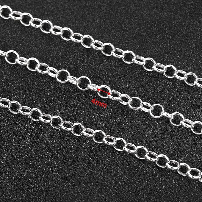 YOUBEIYEE 16.4 Feet Silver Plated Brass Jewelry Chain Roll Rolo Chain Necklace Bracelet DIY for Women Jewelry Supplies Findings
