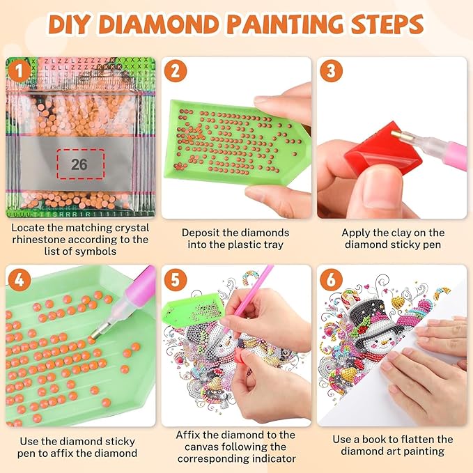 Masendp Adult Diamond Art Hanging Kit Double Reversible, Special Shape Rhinestones, DIY Acrylic 5D Diamond Art Painting Window Pendant Home Garden Wall Mounting Kit Hanging Ornament. (2 Snowmen)