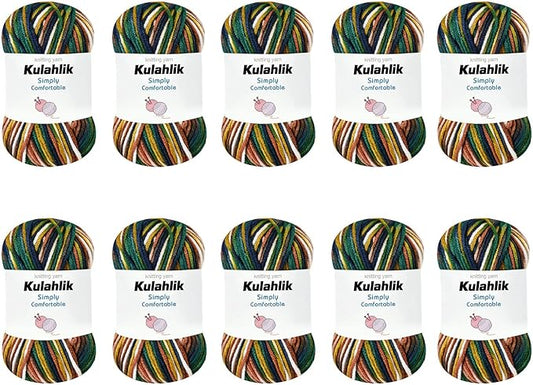 500g(10x50g) Acrylic Yarn for Crocheting and Knitting, Colorful Gradient Yarn Thread, 10 Rolls Skeins, Multicolor Hilo Acrílico, Perfect for DIY Crafts Project