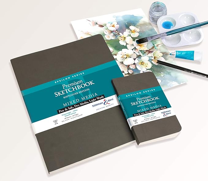 Stillman & Birn Epsilon Series Softcover Sketchbook, 5.5" x 8.5", 150 GSM (Heavyweight), White Paper, Smooth Surface