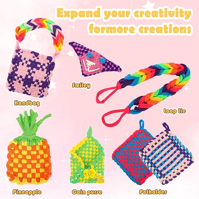 Weaving Loom Kit Toys Crafts Arts and Crafts for Girls Ages 6-8-12 Potholder Loops Toys for Girls and Adults - Knitting Loom Set Pot Holder Weaving Kits and Birthday Gifts for 7 9 10 11 Years Old
