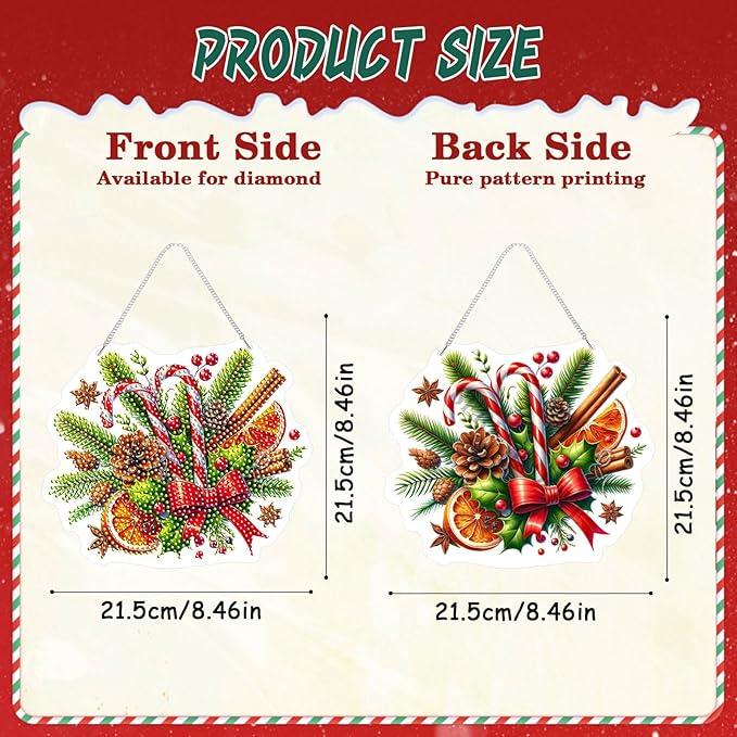 EMIEAUFG Christmas Diamond Art Hanging Kit for Adult, Xmas Candy Diamond Art Pendants, Double Sided Acrylic & 5D Special Shaped Rhinestone, Christmas DIY Ornament for Window Home Wall Decor