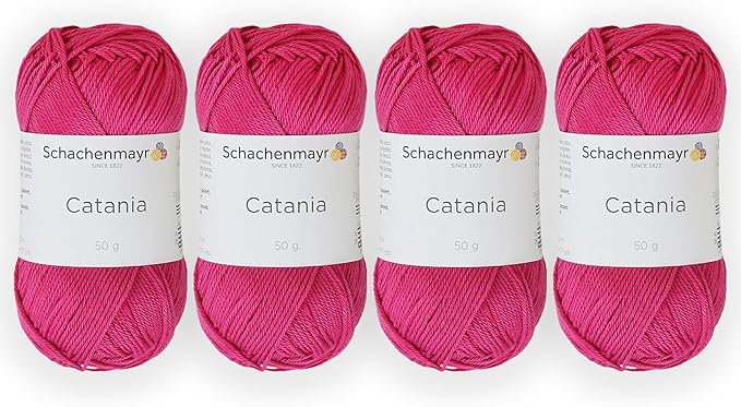 4 Skein/Pack Schachenmayr (SMC) Catania Originals Yarn, Each Ball 1.76 Oz (50gr) / 136 Yards (125 m), 100% Mercerized Cotton for Knitting and Crochet Yarn, Sport Weight, 114 - Cyclamen