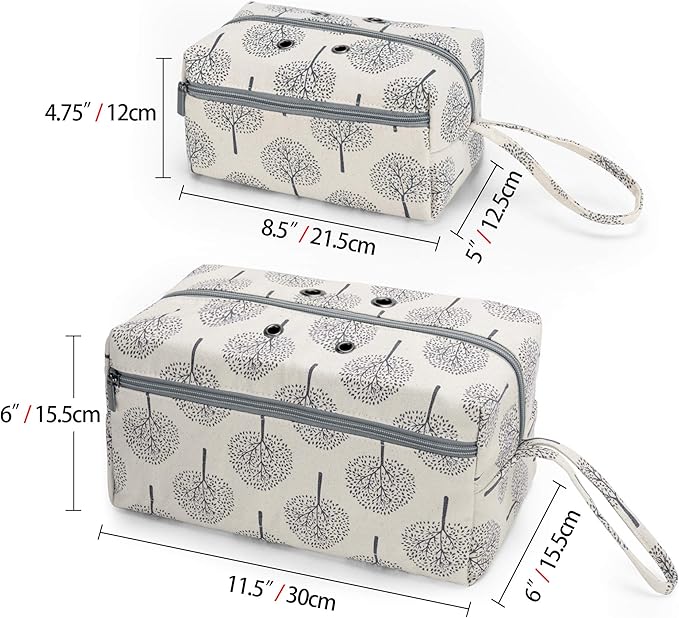LUXJA Yarn Storage Bag, Carrying Knitting Bag for Yarn Skeins, Crochet Hooks, Knitting Needles (up to 10 Inches) and Other Small Accessories (Large, Trees)