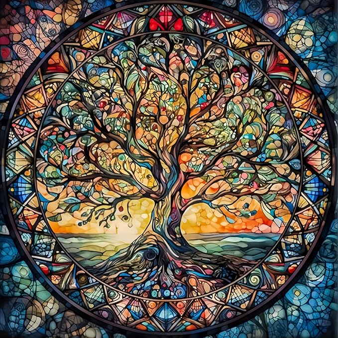 Diamond Art Kits for Adults Tree of Life, DIY 5D Diamond Painting Kit for Beginners, Full Round Drill Gem Art Dots for Adults, Diamond Dots Paintings Crafts Home Wall Decor 14X14 Inch