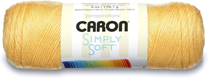 Caron Simply Soft Solids Yarn (4) Medium Gauge 100% Acrylic - 6 oz - Sunshine - Machine Wash & Dry