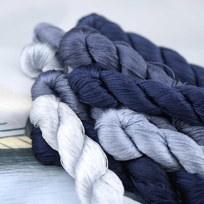Natural 100% Silk Thread, Handmade Embroidery Thread Silk Floss 9 Colors 110m Each (22)
