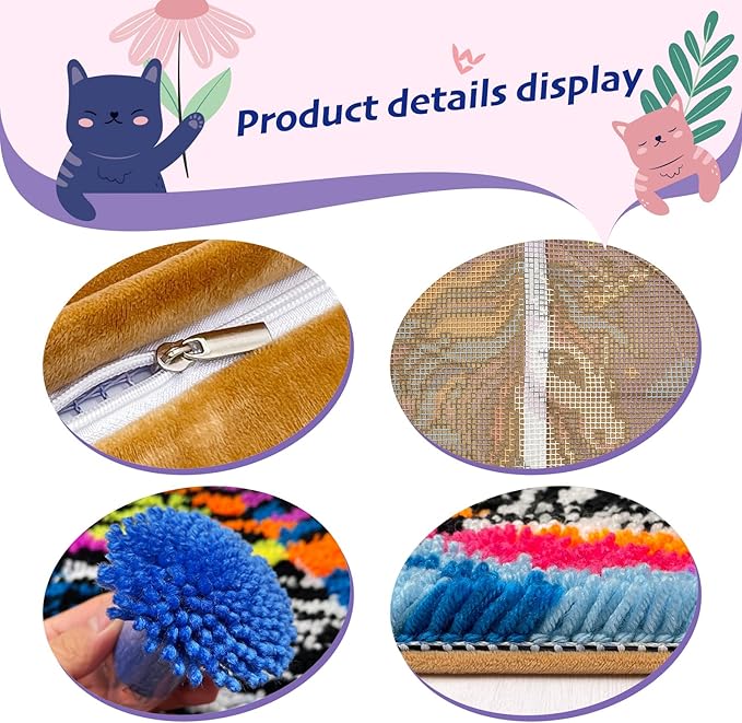 Golden Retriever Puppy Latch Hook Kits for Adults Kids, Beginners DIY Throw Pillow Kit Pre-Printed Pillowcase Hook and Latch Rug Kits Cross-stitch Cushion Cover for Home Sofa Decoration 17x17 in.