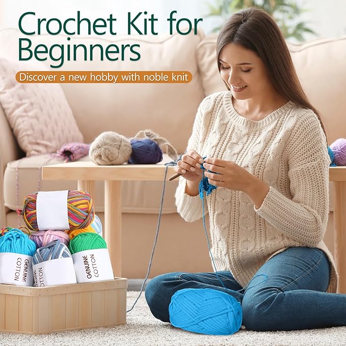 Timgle 18 Pack Beginners Crochet Yarn Cotton Yarn for Crocheting and Knitting with Easy to See Stitches Cotton Nylon Blend Yarn for Crochet Kit Making(Mixed Colors)