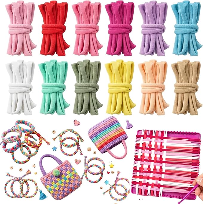 Foyods 120PCS Weaving Loom Refill Loops, 12 Colors Weaving Loops for 7-Inch Weaving Loom & Potholder Loops/Loom Loops/Potholder Loom Loops/Weaving Loom Bands