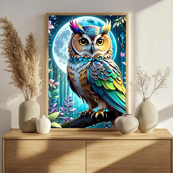 Paint by Numbers Kit for Adults, Owl Paint by Numbers Kit for Adults Beginners, DIY Acrylic Painting on Canvas for Home Wall Art Decor(16x20Inch