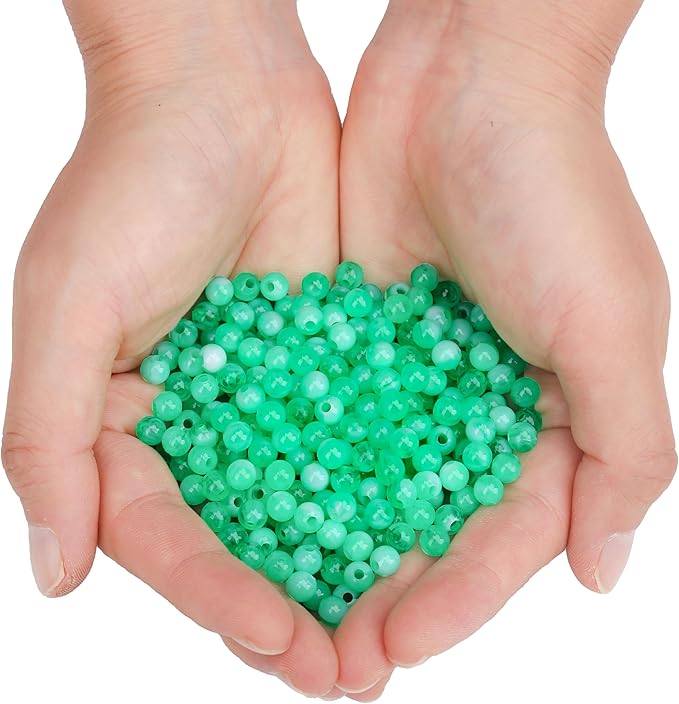 bonny boxx 1000pcs 6mm green jade round beads, smooth acrylic balls, plastic resin gumball bubblegum chunky beads for necklace & bracelet making, crafting supplies
