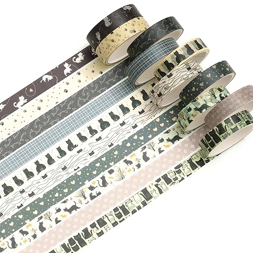 10 Rolls Skinny Washi Tape Set Texture Arts Adhesive Tapes Basic Patterns Decorative Masking Tape Sets for Craft, Kids, Scrapbook, DIY, Gift Wrapping (Style One)