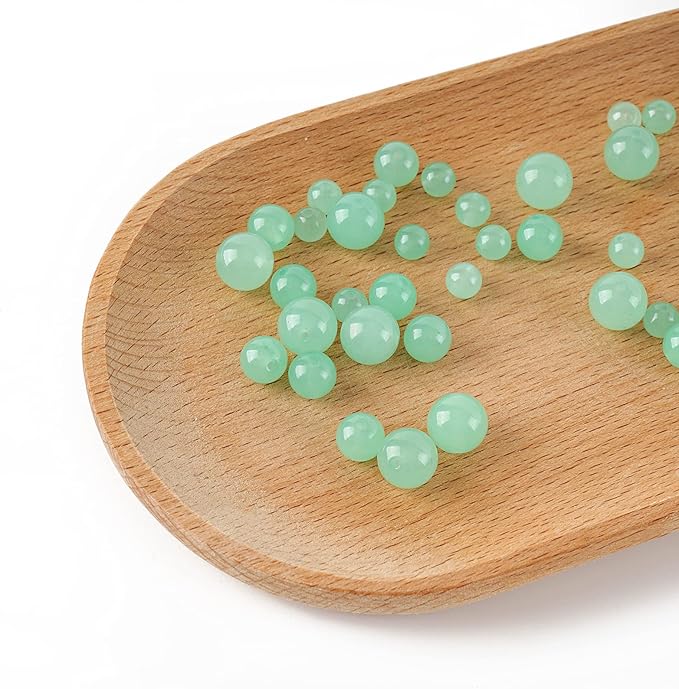 8mm Natural Green Chalcedony Round Bead - 45PCS Bulk Gemstone Beads for Jewelry Making, DIY Bracelets, Necklaces - Includes Crystal Stretch Cord - Stone Beads for Crafting Gifts