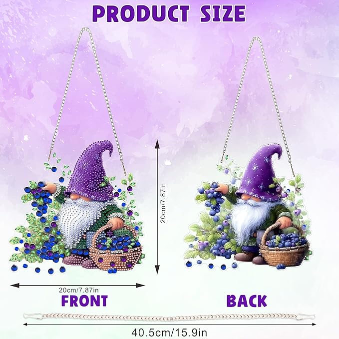 DOMROM Gnome Diamond Art Hanging Kits for Adults Beginners, Special Shaped Crystal Diamond Painting Gnome Pendant, DIY Diamond Art Suncatchers for Home Garden Wall Decor Gift