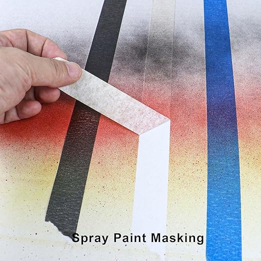 4 Pack White Artist Tape - Art Masking Tape for Watercolor Paper, Canvas Acrylic Painting, Curves, Framing, Paint, Gouache, Console - Acid Free Drafting Tape 0.40" Wide - 360FT Total