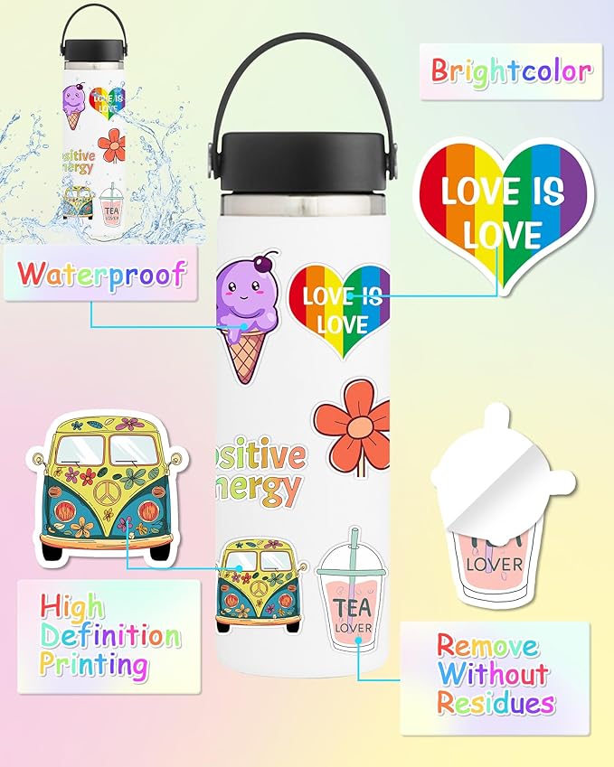 300 pcs stickers for kids, cute water bottle vinyl waterproof laptop stickers for students gifts school supplies classroom teacher prizes stocking stuffers sticker pack for kids girls teens