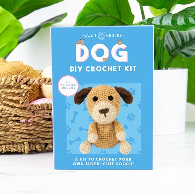 Gift Republic Kawaii Dog Crochet Kit DIY Craft Set for Creating Your Own Cute Puppy Gift for Teens & Adults Crafting Gift Idea Crochet Set