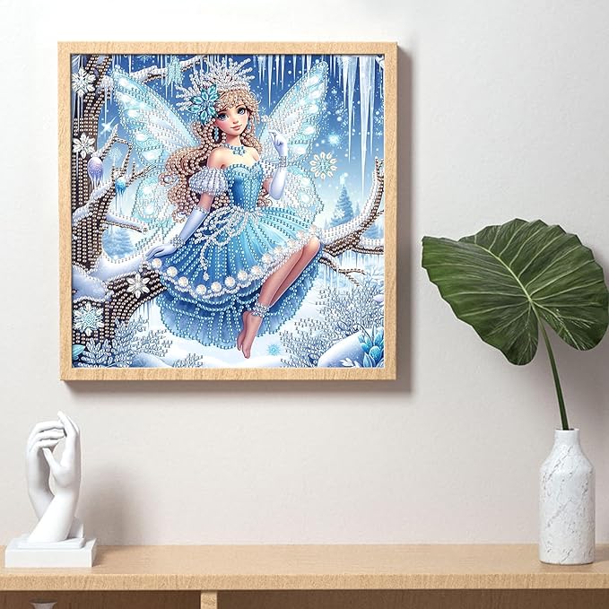 Diamond Art Painting Kits for Adults Butterfly Fairy Princess, 5D Special Shape Diamond Art Kits for Beginners, Crystal Rhinestones Diamond Art Painting for Home Wall Decoration Gift 12×12 inch