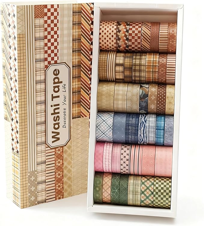 Washi Tape, 42 Rolls Aesthetic Colored Decorative Cute Scrapbook Tape for Scrapbooking Supplies Journaling Craft Junk Journal