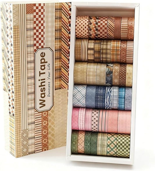 Washi Tape, 42 Rolls Aesthetic Colored Decorative Cute Scrapbook Tape for Scrapbooking Supplies Journaling Craft Junk Journal