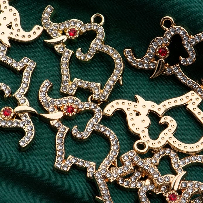 Pack of 20 Rhinestone Charms Gold Plated Pendants Pave Crystal Accessories for Necklace Bracelet Jewelry Making DIY Crafting