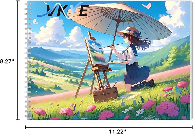 VKYE Coloring Book - Anime Girls Character Adult Coloring Book for Woman & Adults, Markers Recommended, Thick Paper, Intricated Pattern & Details, Spiral Bound, Imagination, Anxiety and Depression