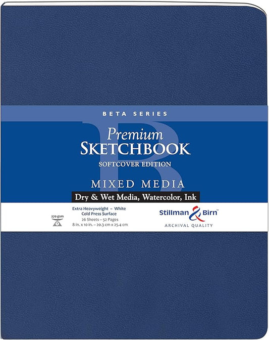Stillman & Birn Beta Series Softcover Sketchbook, 8" x 10", 270 GSM (Extra Heavyweight), White Paper, Cold Press Surface