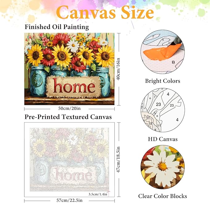 Okarina Paint by Numbers Kit for Adults Beginner Flower, Adult Paint by Number Kits on Canvas, Floral Bottle DIY Acrylic Oil Painting by Numbers for Adults, Perfect for Home Wall Decor 20X16 Inch