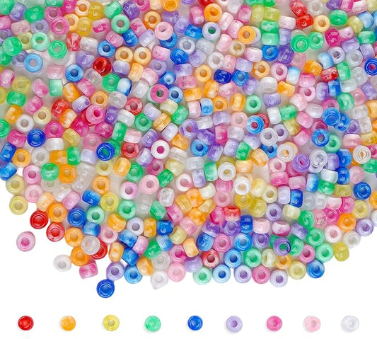 1000pcs Pony Beads, 15 Color Kandi Beads for Bracelets Making Kit, Hair Braids Crafts Jewelry Making Crafts Friendship Necklace Earrings DIY (Two Tone Color Mixing)