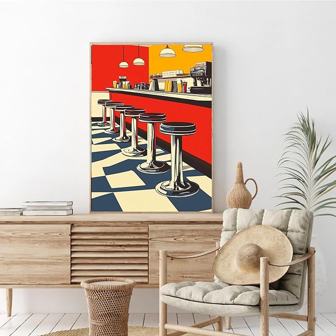 cupmod 6 Packs Vintage Paint by Numbers Kit for Adults,Retro Funny Adults Paint by Number Kits on Canvas Without Frame,Easy Acrylic Oil Painting by Numbers Kit for Home Wall Decor 9.8x13.8inch