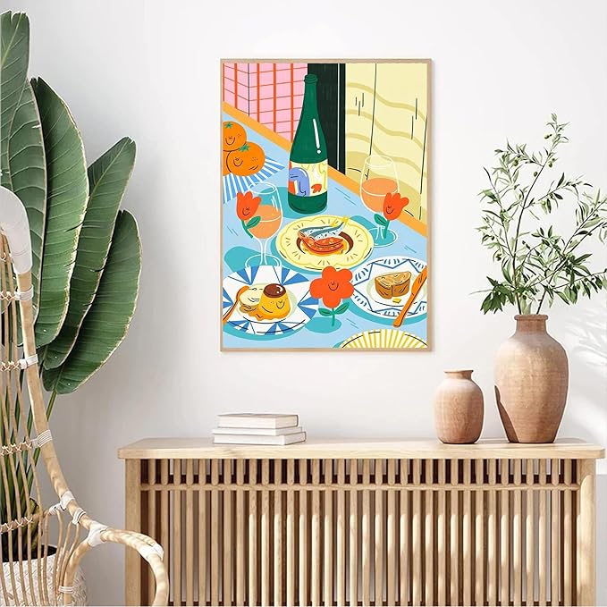 cupmod 6 Packs Coffee Paint by Numbers Kit for Adults,Food DIY Acrylic Oil Painting Paint by Numbers Kits on Canvas Without Frame,Adults' Paint by Numbers Kits for Home Decor 9.8x13.8inch