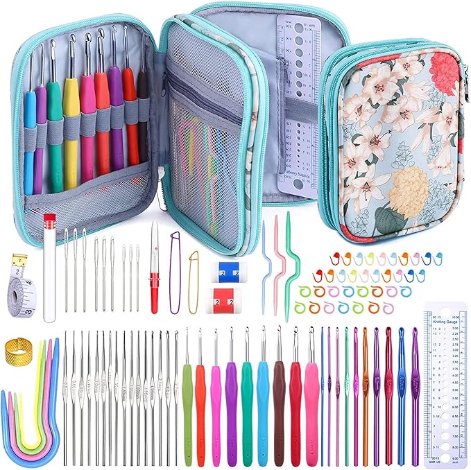Mayboos 96 Pack Crochet Hooks Set, Ergonomic Crochet Hooks Weave Yarn Kits with Storage Case and Crochet Needle Accessories, Crochet Needles Kit for Beginners and Experienced Crochet Hook