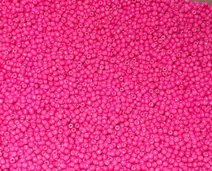 Perlin Glass Seed Beads 4mm 6/0 Round 1100pcs Mini Small Pony Spacer Beads Kit for Jewelry Making Earrings Bracelets Pendants Waist DIY Handmade (Pink Opaque 2)