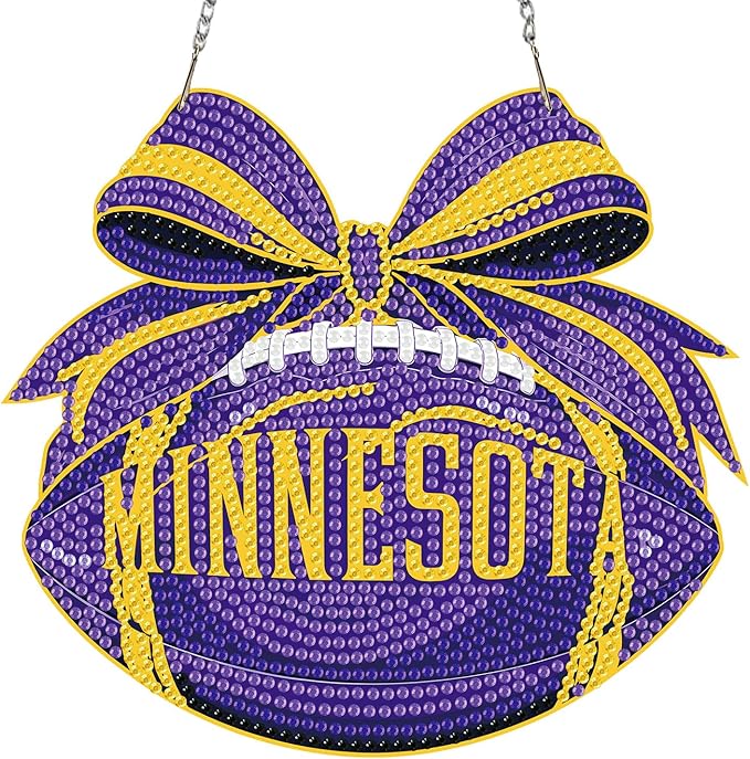 Rertcioph Football Diamond Art Hanging Kit for Adults, DIY Acrylic 5D Diamond Painting Hanging Ornament for Minnesota Home Wall Decor and Gift