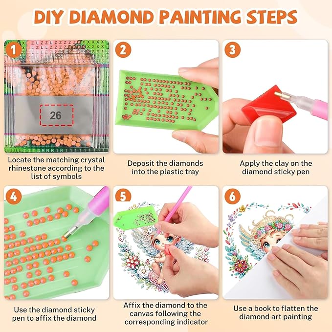 Masendp Cupid Diamond Painting Double-Sided Hanging Ornament Set, DIY Irregular Shaped Rhinestone Window Decoration Set, Suitable for Home and Garden Wall Decoration Gifts